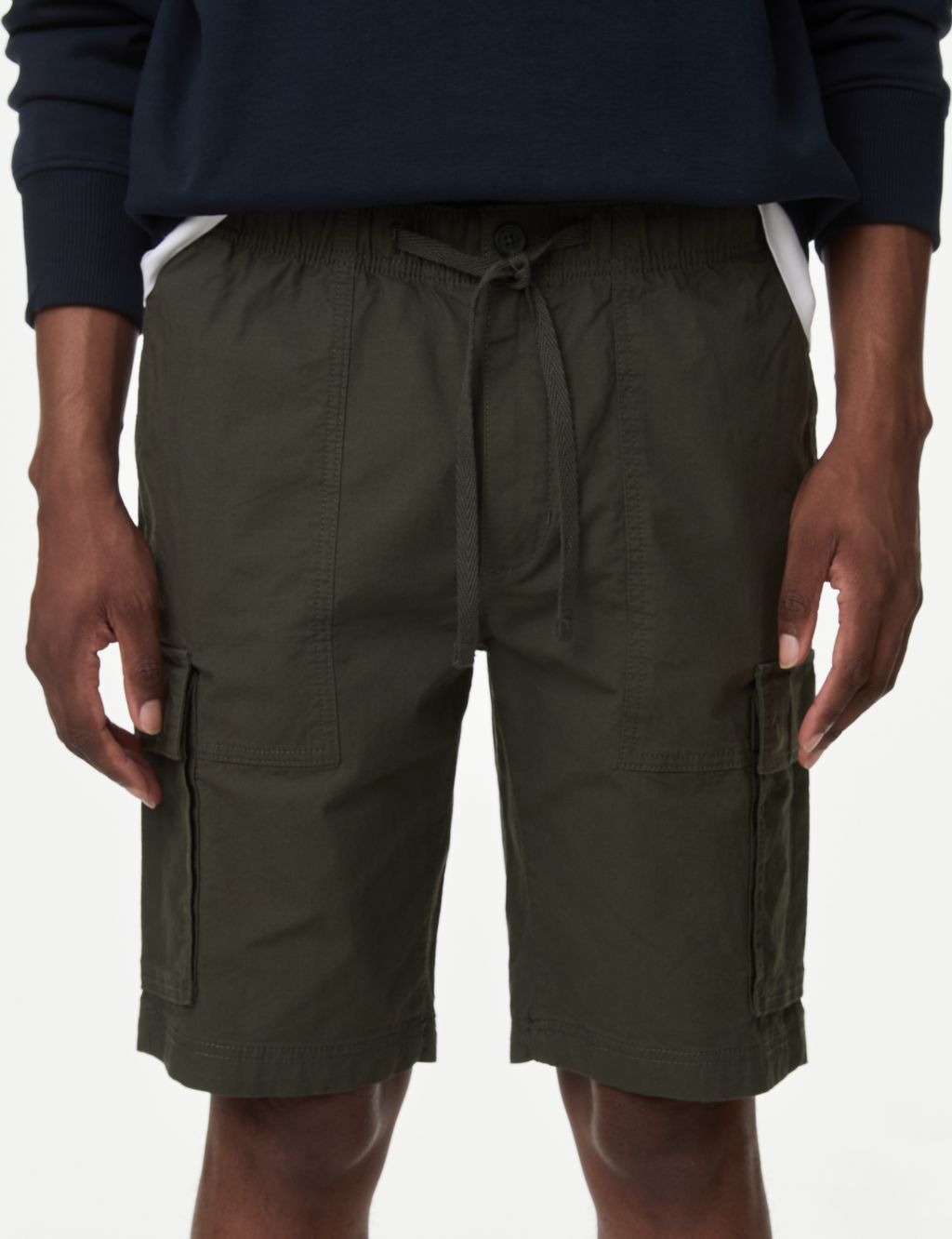 Elasticated Waist Ripstop Textured Cargo Shorts