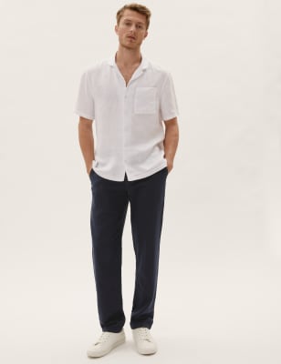  Pantalon en lin coupe standard - Navy