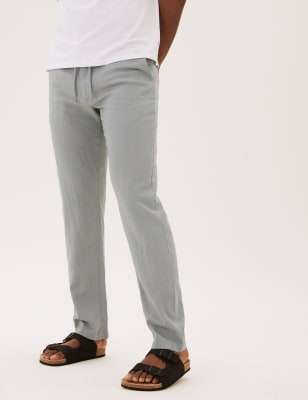 

M&S Collection Pantalón regular de linoMens - Grey, Grey