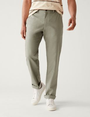 Regular Fit Linen Rich Chino Trousers - AL