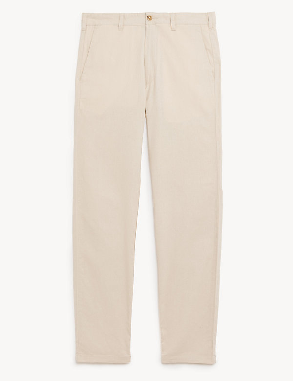 Regular Fit Linen Rich Chino Trousers - BN