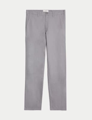 

Mens M&S Collection Normal geschnittene Chinohose mit hohem Leinenanteil - Light Grey, Light Grey