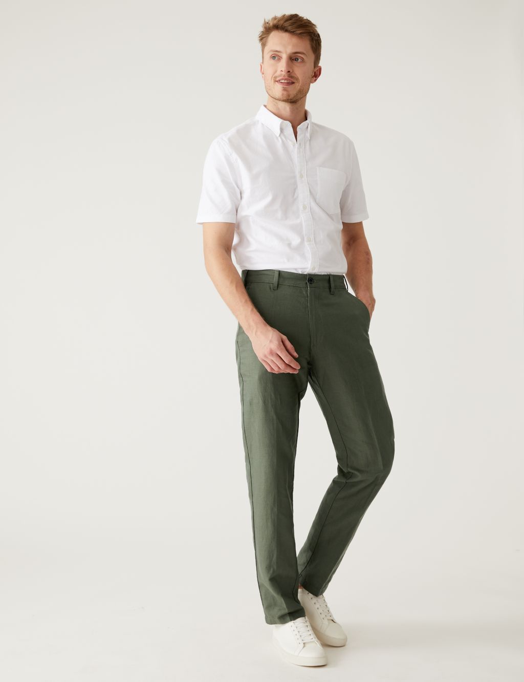 Regular Fit Linen Blend Trousers image 1