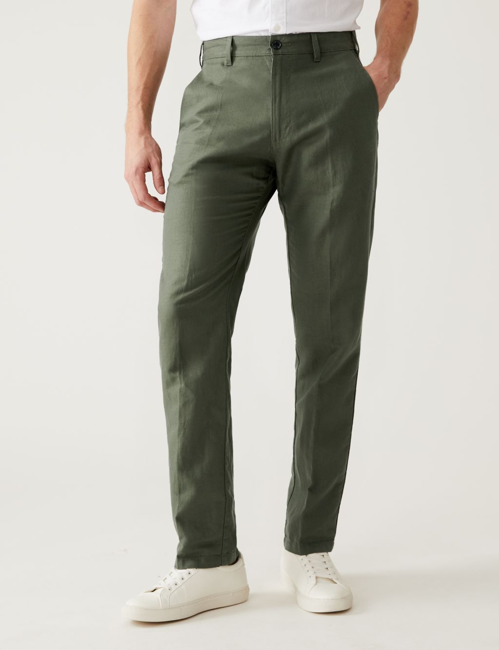 Regular Fit Linen Blend Trousers image 2