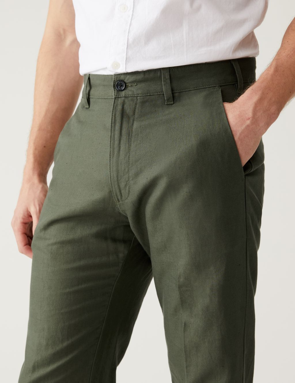 Regular Fit Linen Blend Trousers image 3
