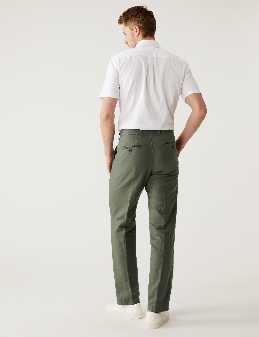 Regular Fit Linen Blend Trousers image 4