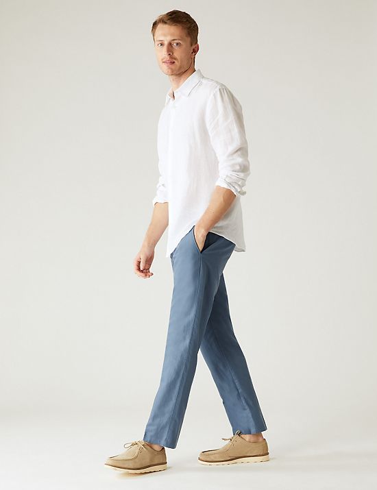 Pantalon coupe standard en lin mélangé