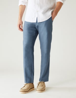 Regular Fit Linen Blend Trousers | M&S AU