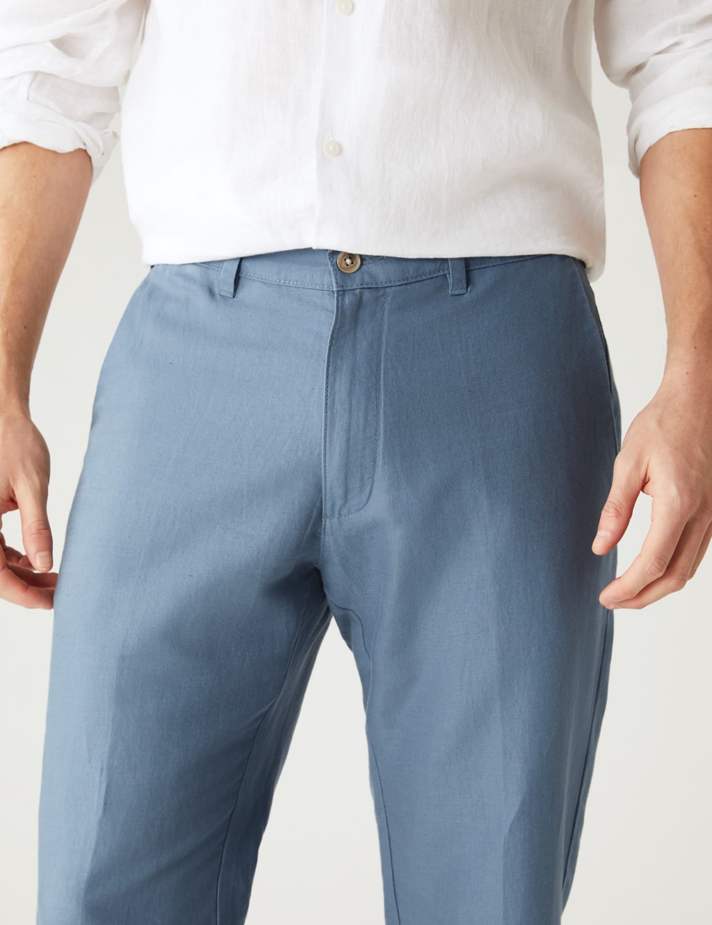 Regular Fit Linen Blend Trousers image 3