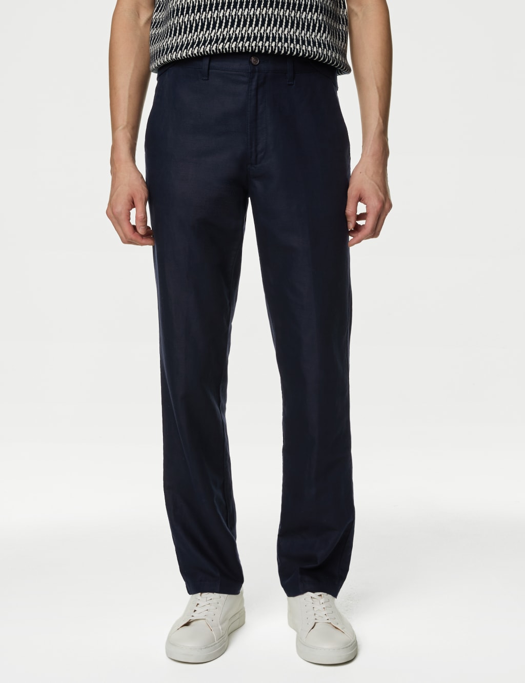 Regular Fit Linen Blend Trousers