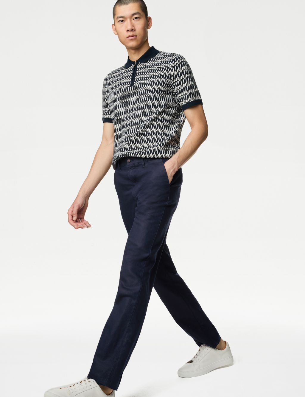 Regular Fit Linen Blend Trousers image 5
