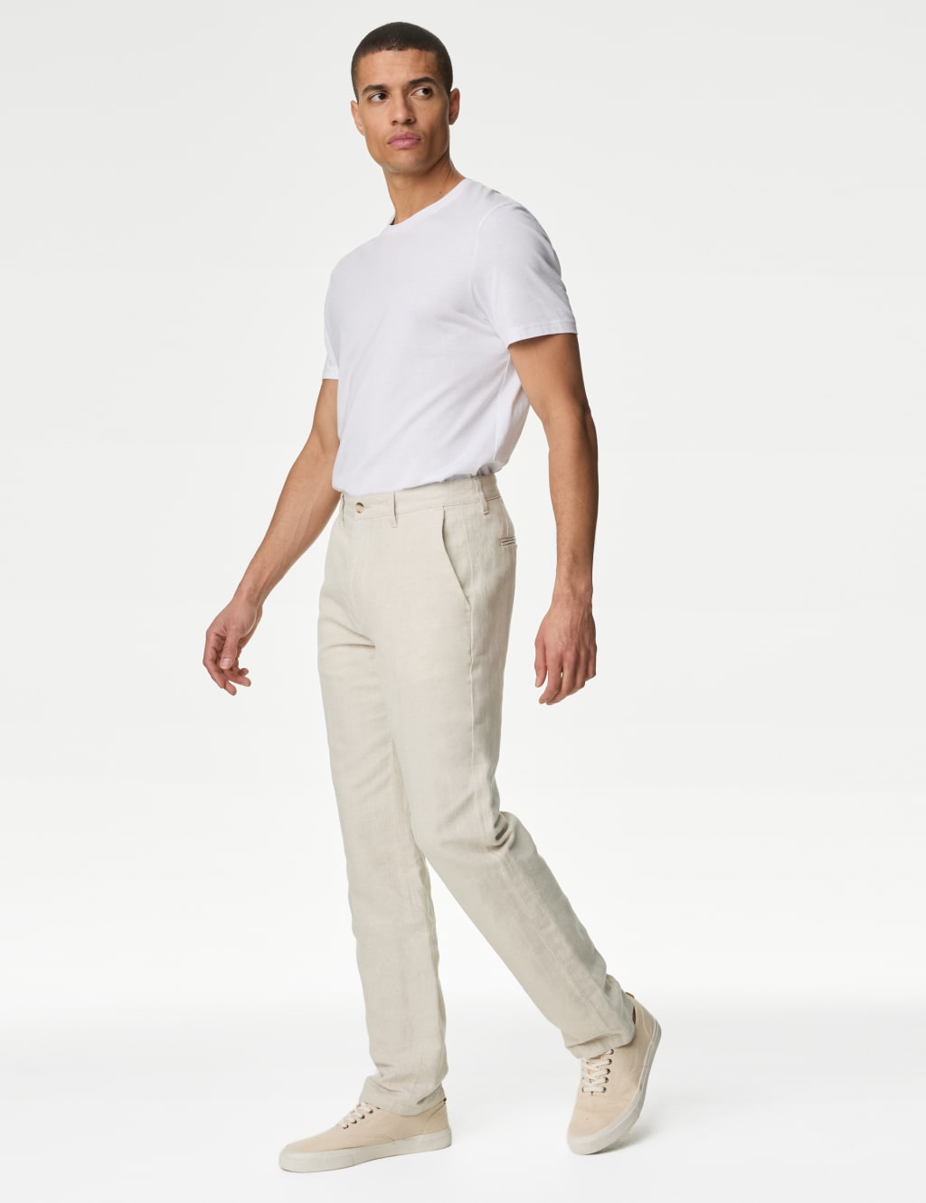 Regular Fit Linen Blend Trousers image 4