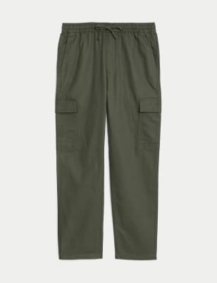 

Mens M&S Collection Tapered Fit Linen Blend Cargo Trousers - Dark Khaki, Dark Khaki