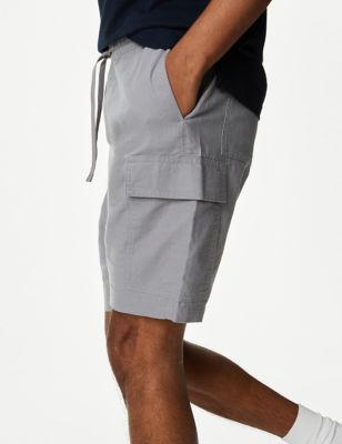 Linen Blend Elasticated Waist Utility Shorts'