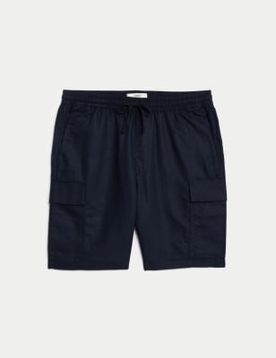 Linen Blend Elasticated Waist Utility Shorts
