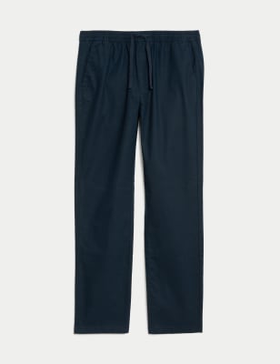 Tapered Fit Linen Blend Trousers