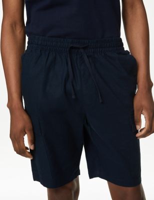 Pantalón corto cargo con cintura elástica con lino - ES
