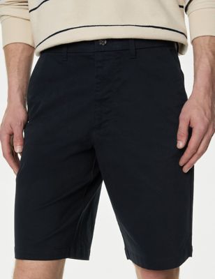 M&S Mens Loose Fit Stretch Chino Shorts - 32 - Dark Navy, Dark Navy