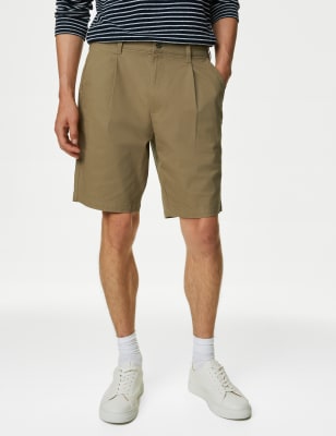 

M&S Collection Chinos cortos elásticos con pliegue únicoMens - Dark Stone, Dark Stone