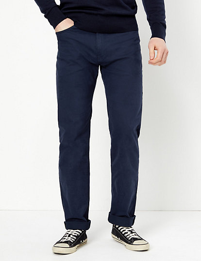 Straight Fit 5 Pocket Stretch Trousers