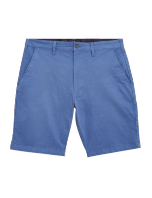 Mens M&S Collection Stretch Chino Shorts - Mid Blue