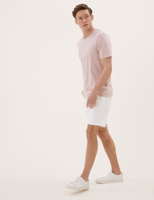 m&s mens white shorts