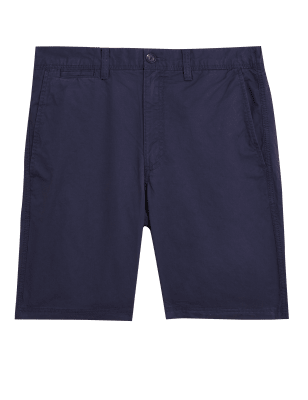 

Mens M&S Collection Chino-Shorts aus reiner Baumwolle mit halbem Dehnbund - Navy, Navy