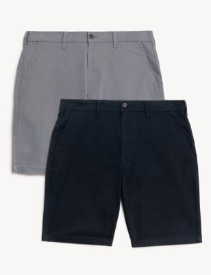 

Mens M&S Collection 2er-Pack elegante Chino-Shorts mit Stretch-Anteil - Navy/Grey, Navy/Grey