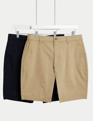 M&S Short décontracté en coton à motif gaufré Gris, Bermudas & Shorts Homme