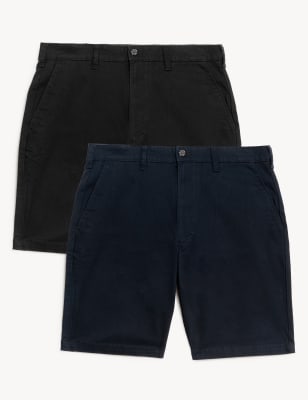 

Mens M&S Collection 2pk Stretch Chino Shorts - Black Mix, Black Mix