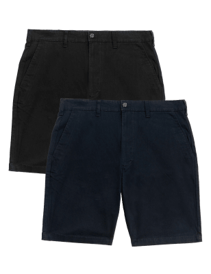 

Mens M&S Collection 2pk Cotton Rich Stretch Chino Shorts - Black Mix, Black Mix