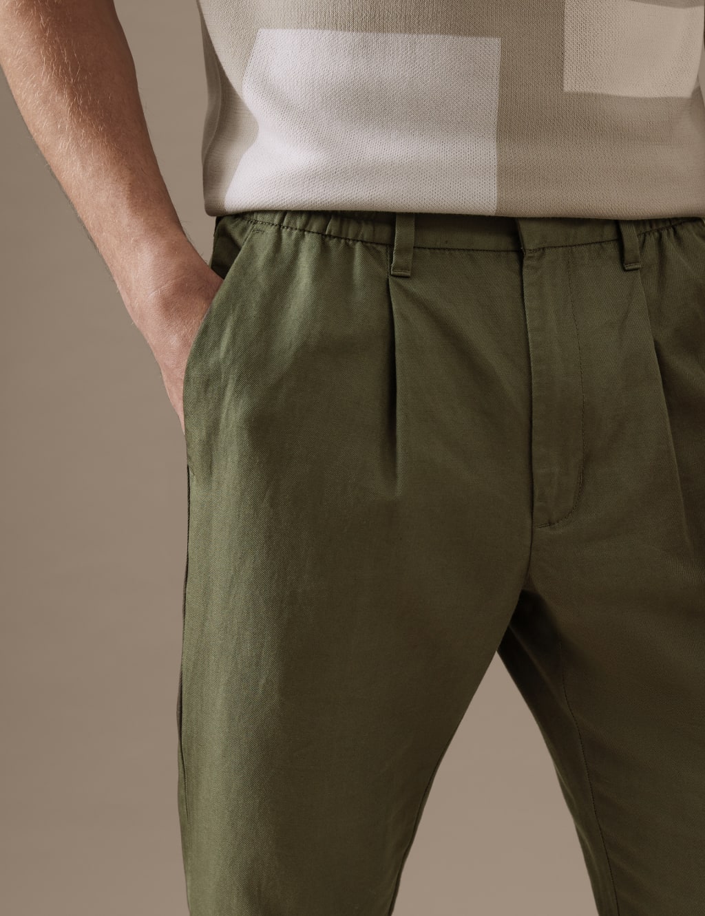 Men’s Casual Linen Trousers M&S