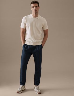 

Mens Autograph Tapered Fit Linen Blend Trousers - Navy, Navy