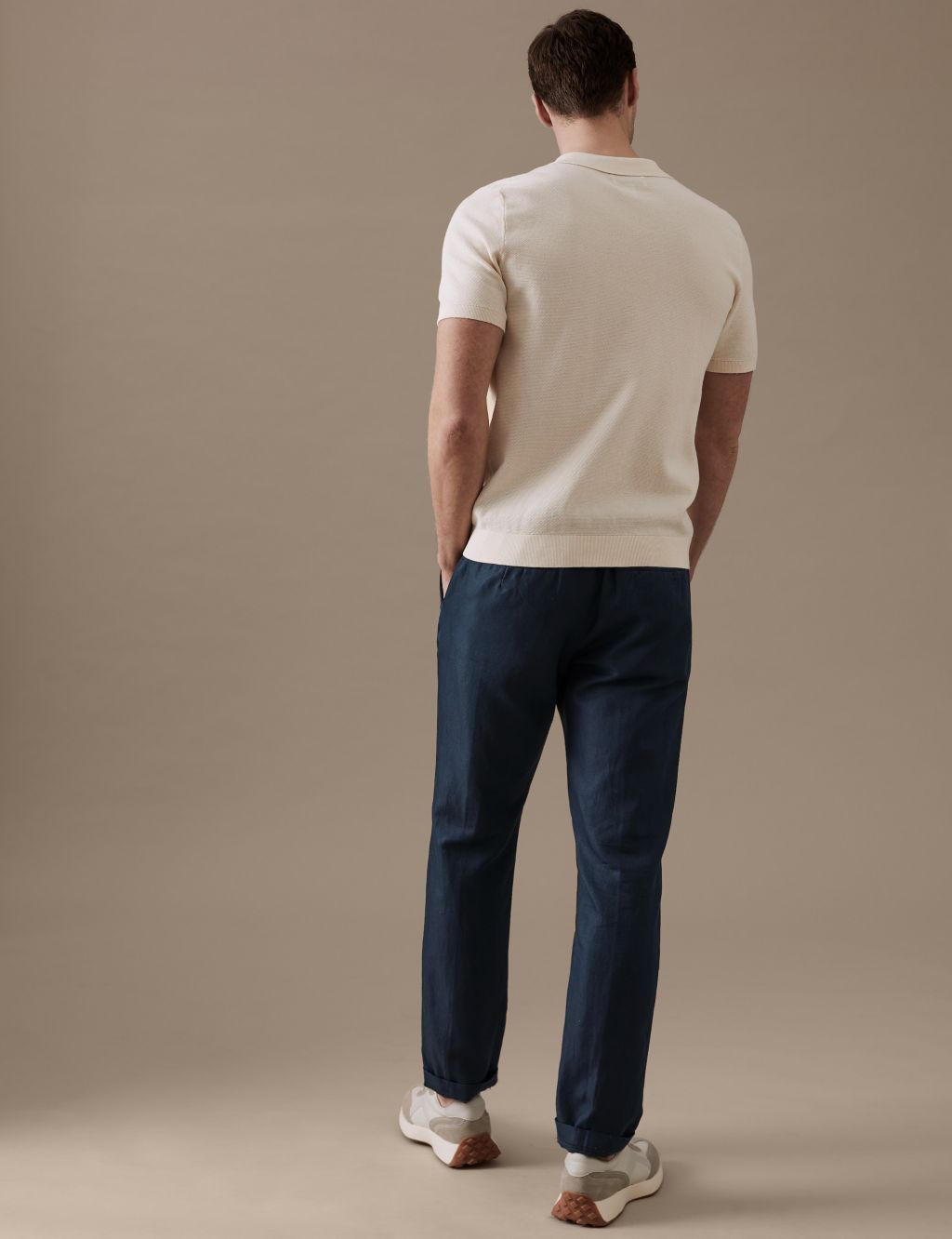 Tapered Fit Linen Blend Trousers image 4