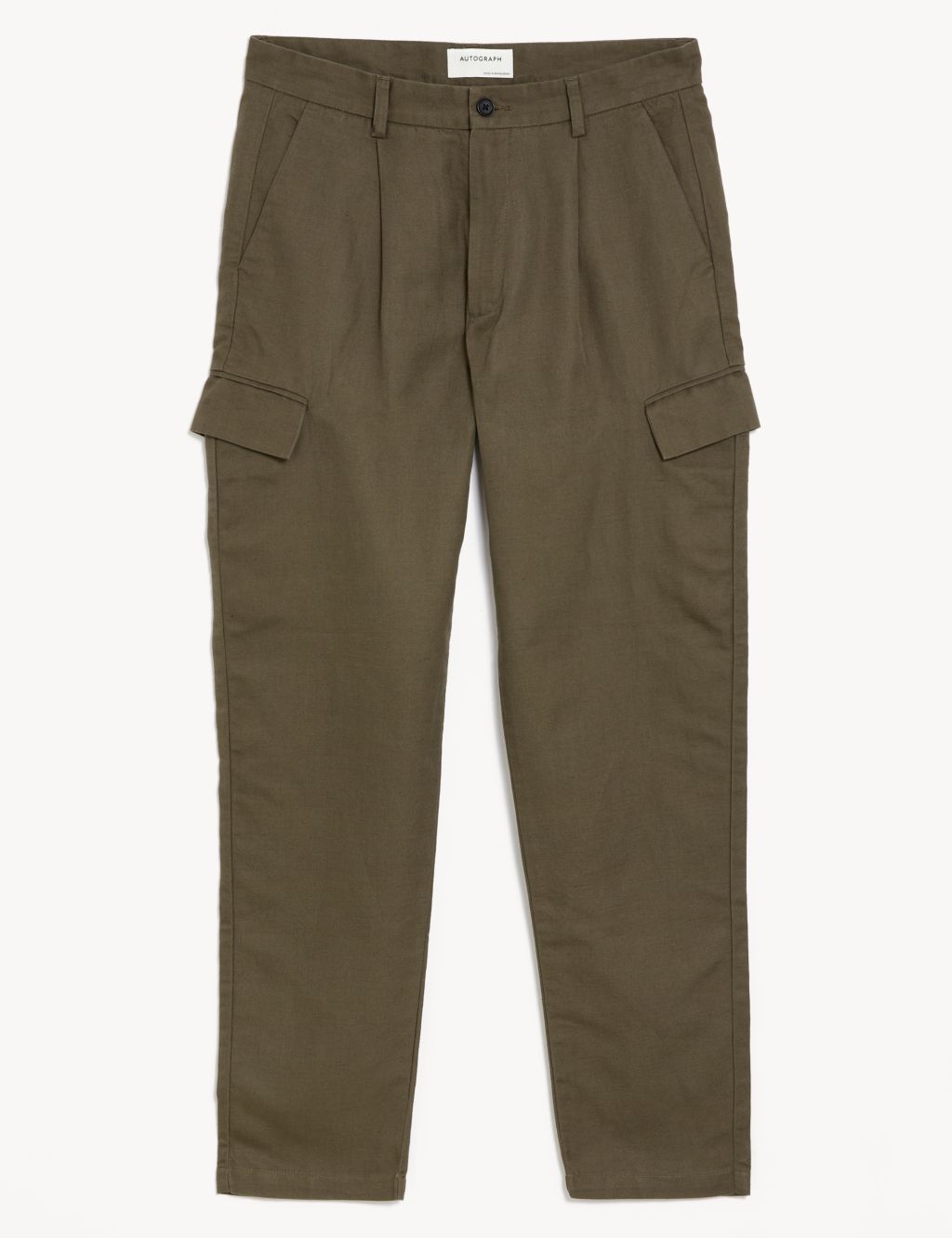 Regular Fit Linen Blend Cargo Trousers image 2