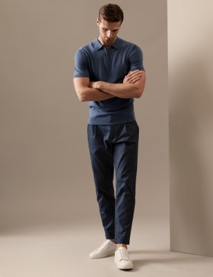 

Mens Autograph Tapered Fit Single Pleat Trousers - Navy, Navy