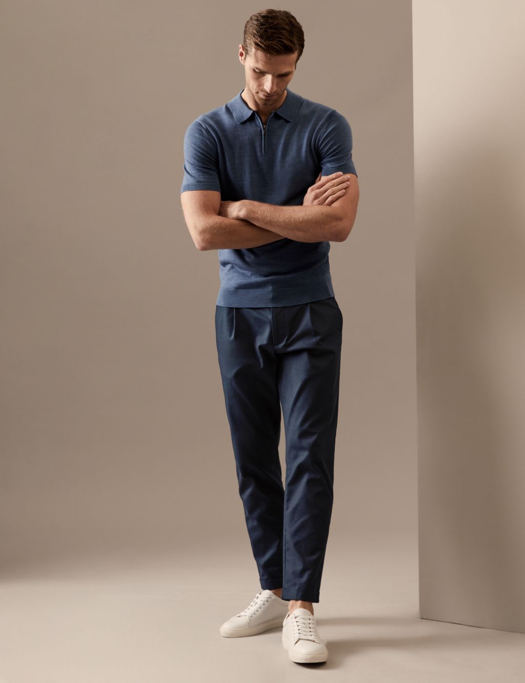 Tapered Fit Single Pleat Trousers image 1
