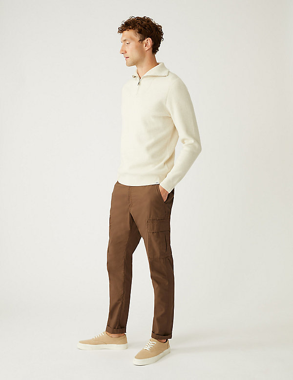 Slim Fit Pure Cotton Ripstop Cargo Trousers - UA