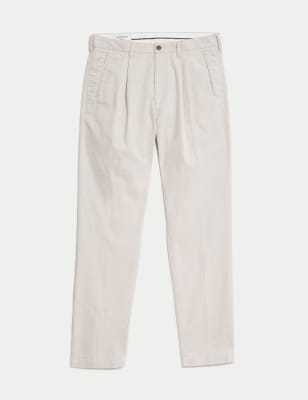 Tapered Fit Corduroy Single Pleat Trousers