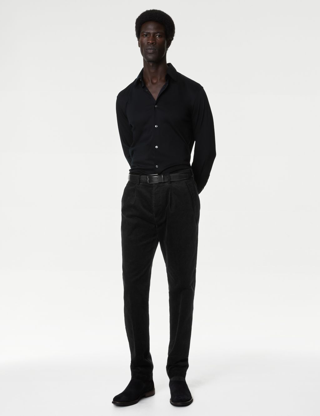 Tapered Fit Corduroy Single Pleat Trousers image 1