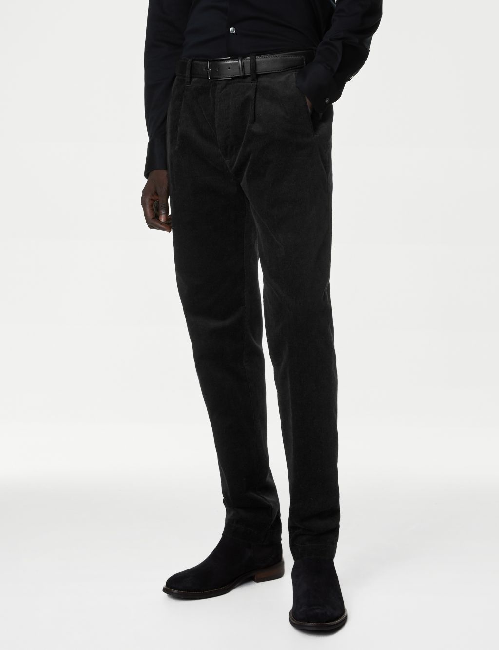 Tapered Fit Corduroy Single Pleat Trousers image 3