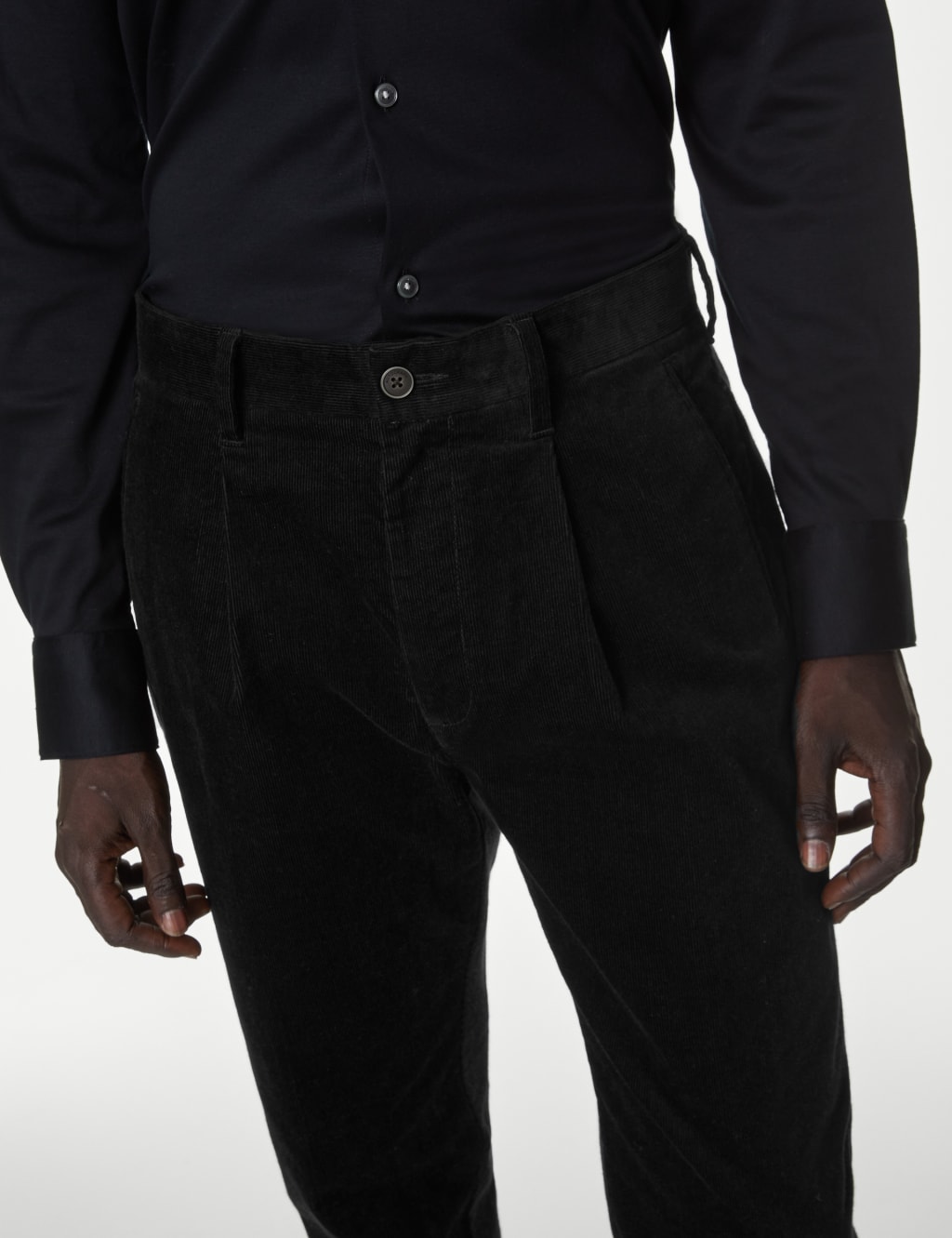Tapered Fit Corduroy Single Pleat Trousers image 4