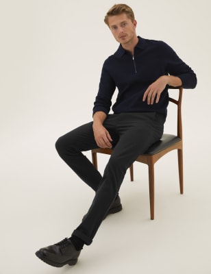 

Mens M&S Collection Ultimative Chinohose aus Bio-Baumwolle in schmaler Passform - Black, Black