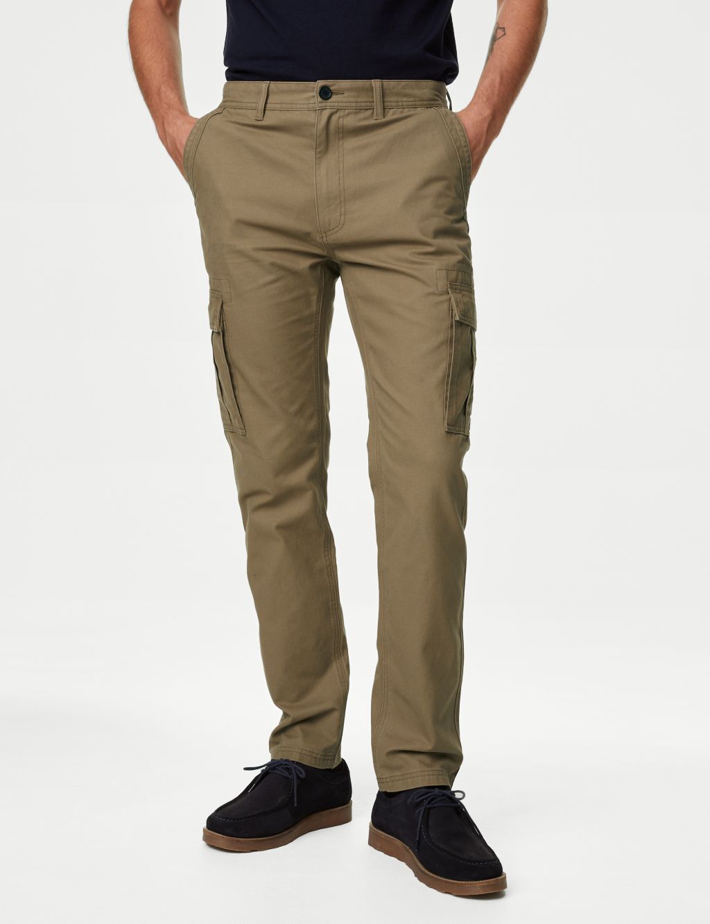Tapered Fit Pure Cotton Cargo Trousers image 1
