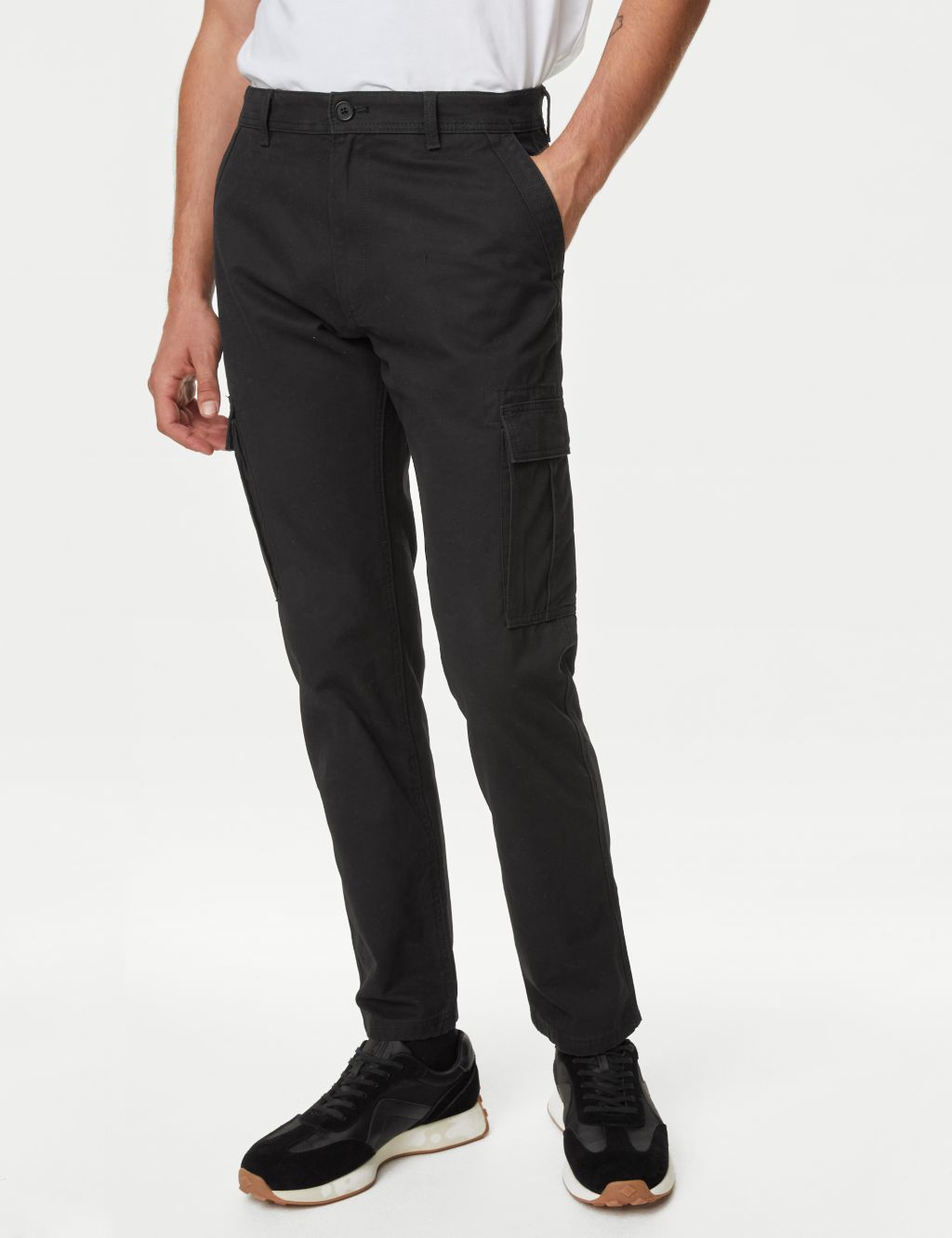 Tapered Fit Pure Cotton Cargo Trousers image 1