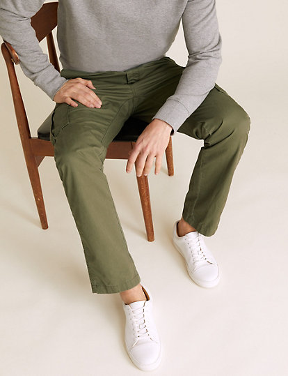 Straight Fit Organic Cotton Cargo Trousers