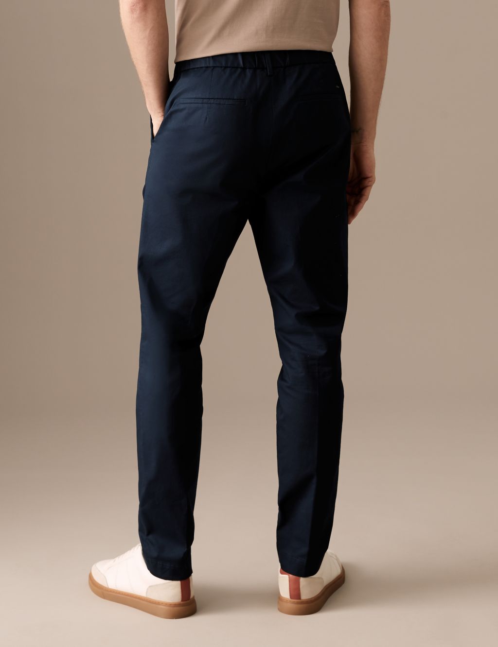 Tapered Fit Pleat Front Stretch Chinos image 5