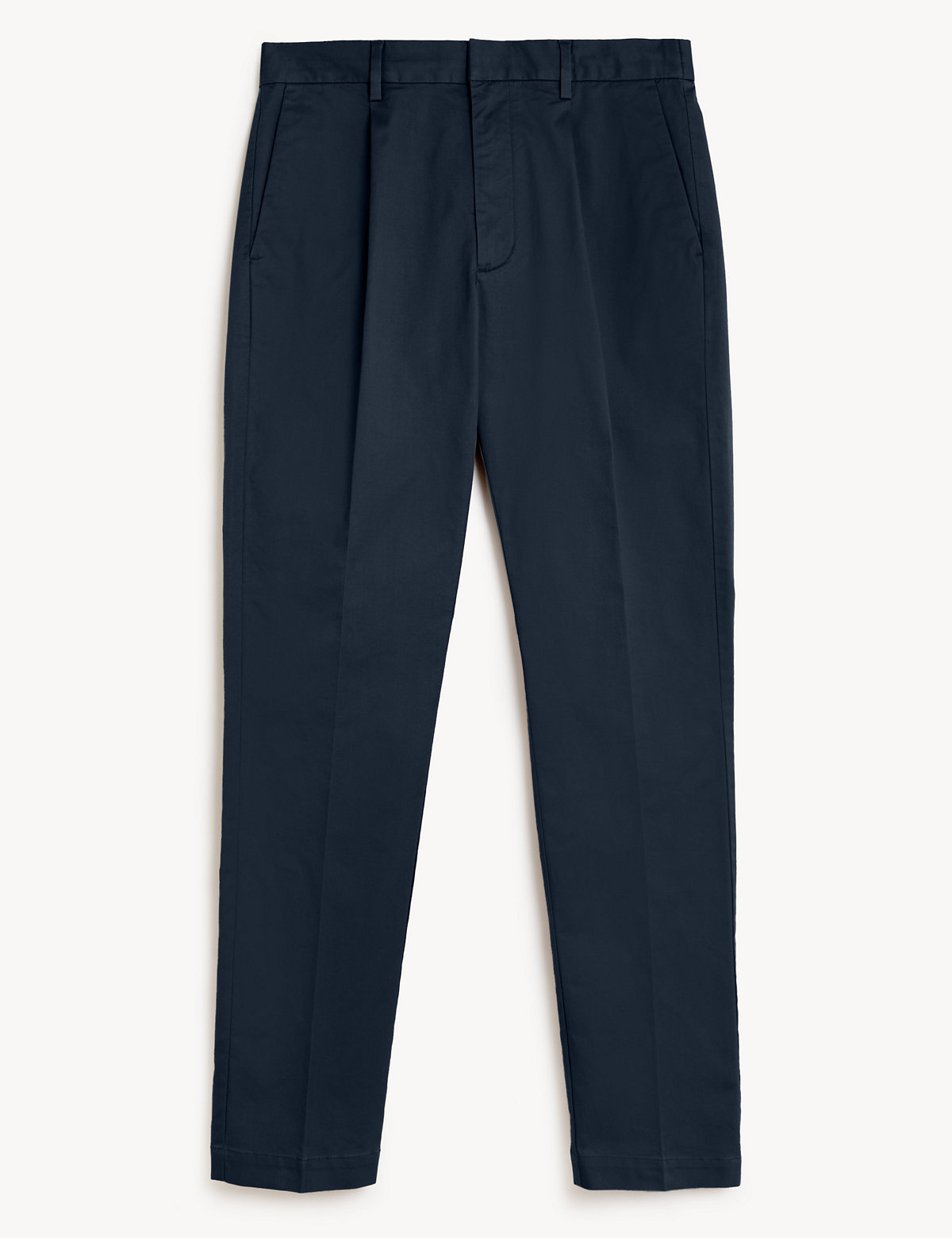 Tapered Fit Pleat Front Stretch Chinos