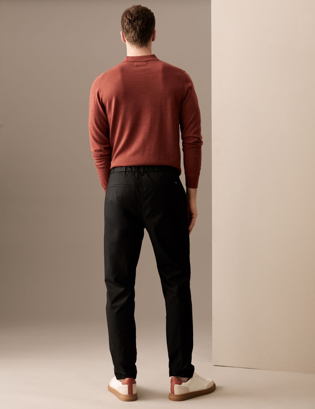 Tapered Fit Pleat Front Stretch Chinos image 4
