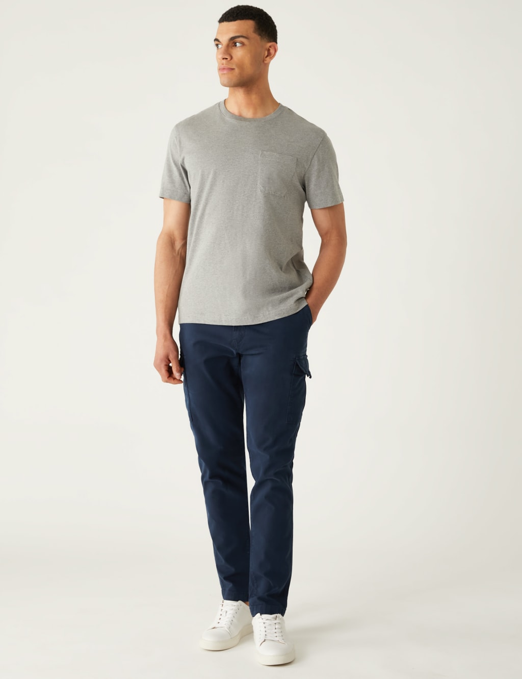 Slim Fit Textured Stretch Cargo Trousers image 1